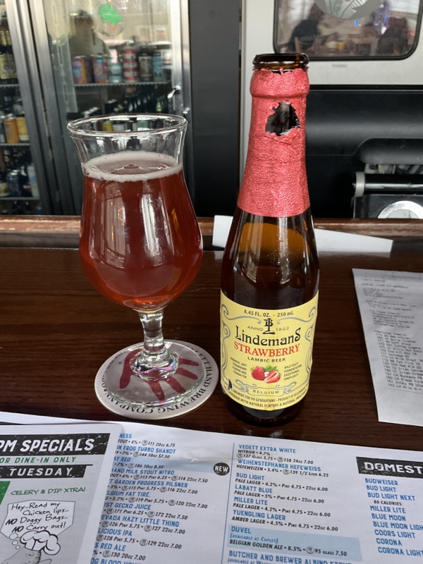 2022 Winking Lizard World Tour Of Beers #18 – Lindeman’s Strawberry Fruit Lambic