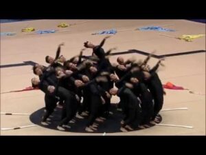 A picture of the 2012 Santa Clara Vanguard Winterguard performing at the WGI World Championships. 