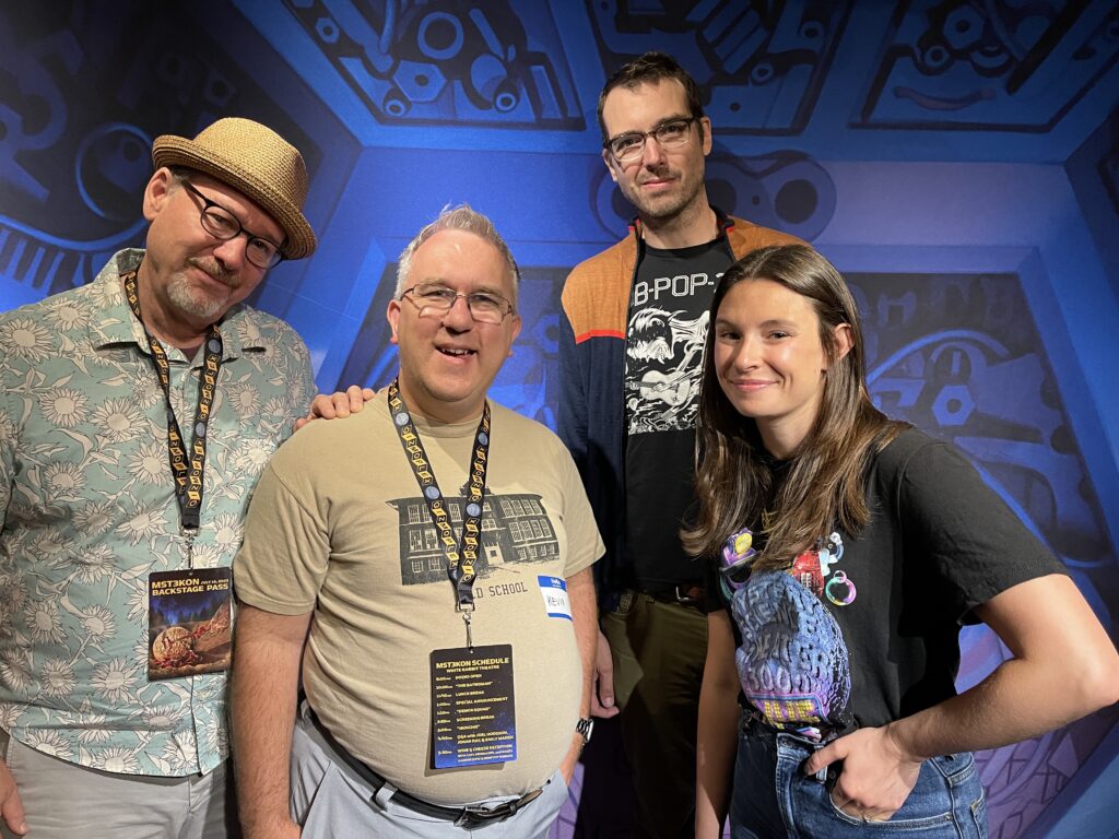 Me with MST3K hosts Joel Hodgson, Jonah Ray, and Emily Marsh!